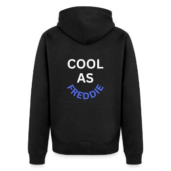 Cool as Freddie Name - Unisex Premium Organic Zip Hoodie - black - Back - Nico (187cm)