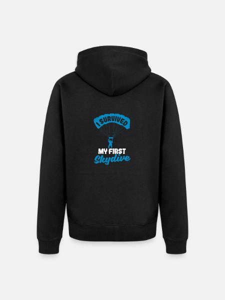 I survived my first skydiving - Unisex Premium Organic Zip Hoodie - black