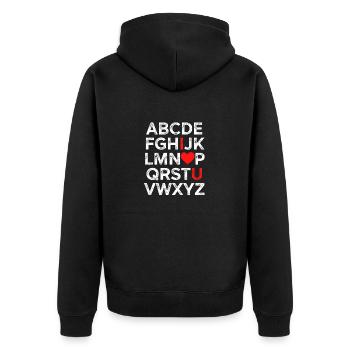Ich liebe dich Alphabet - Unisex Premium Bio Zip Hoodie - Schwarz - Hinten - Nico (187cm)
