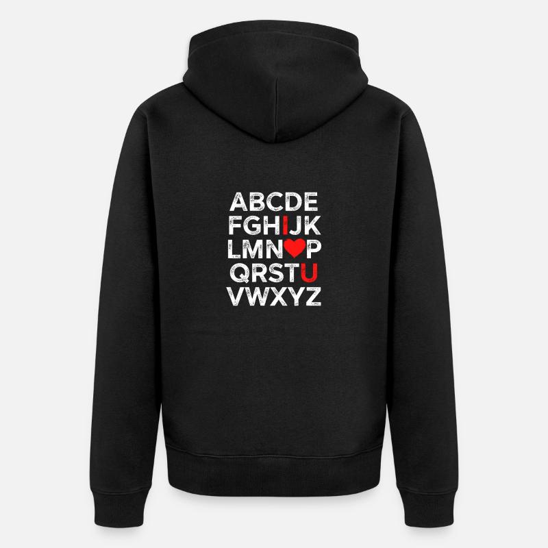 Je t’aime Alphabet - Veste à capuche bio Premium Unisexe - noir