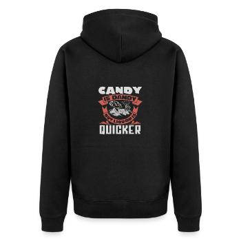 CANDY EST DANDY MAIS LIQUEUR PLUS RAPIDE - Veste à capuche bio Premium Unisexe - noir - Dos - Nico (187cm)