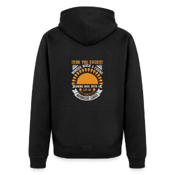 DO YOU EVER WONDER WHEN A FRIEND COMING BACK - Unisex Premium Organic Zip Hoodie - black - Back - Nico (187cm)