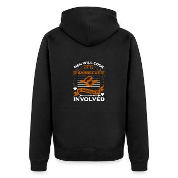 MÄNNER GRILLEN, WENN GEFAHR BESTEHT - Unisex Premium Bio Zip Hoodie - Schwarz - Hinten - Nico (187cm)