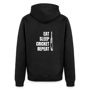Kricket Kricketteam Cricket Kricketmannschaft - Unisex Premium Bio Zip Hoodie - Schwarz - Hinten - Nico (187cm)