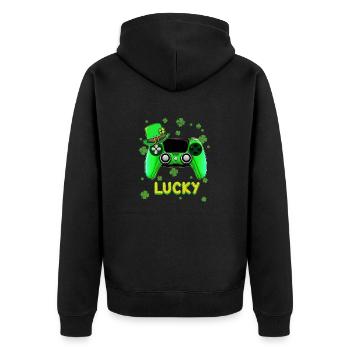 Lucky St Patrick’s Day Green Controller Gamer - Veste à capuche bio Premium Unisexe - noir - Dos - Nico (187cm)