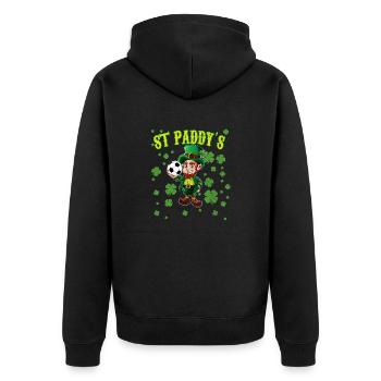 Leprechaun avec ballon de football Kids St Patricks Day - Veste à capuche bio Premium Unisexe - noir - Dos - Nico (187cm)