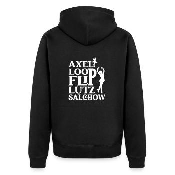 Axel Loop Flip Lutz Salchow Skating Figure Skater - Unisex Premium Organic Zip Hoodie - black - Back - Nico (187cm)