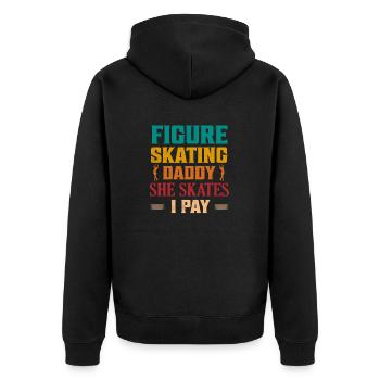Figure Skating Daddy She Skates I Pay Ice Skater F - Unisex Premium Bio Zip Hoodie - Schwarz - Hinten - Nico (187cm)