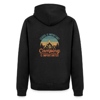 L’école est importante, mais le camping est plus important - Veste à capuche bio Premium Unisexe - noir - Dos - Nico (187cm)