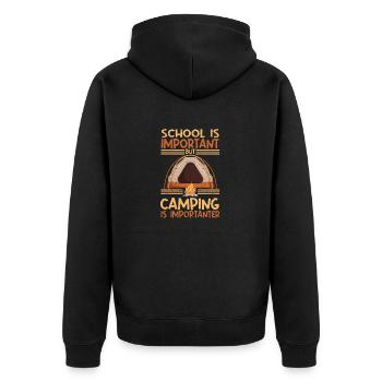 L’école est importante, mais le camping est toujours - Veste à capuche bio Premium Unisexe - noir - Dos - Nico (187cm)