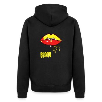 Piercing & Blut - Unisex Premium Bio Zip Hoodie - Schwarz - Hinten - Nico (187cm)