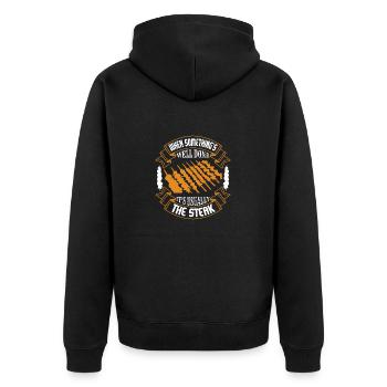 WENN ETWAS GUT GEMACHT IST, IST ES NORMALERWEISE DAS STEAK - Unisex Premium Bio Zip Hoodie - Schwarz - Hinten - Nico (187cm)