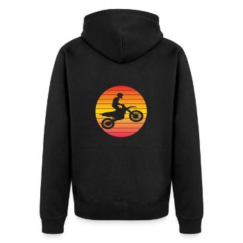 Motorrad Motorradfan Motorcross Motorradfahrer - Unisex Premium Bio Zip Hoodie - Schwarz - Hinten - Nico (187cm)