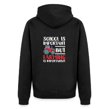 School education is important, but agriculture - Unisex Premium Organic Zip Hoodie - black - Back - Nico (187cm)