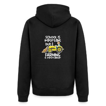 School is important, but agriculture - Unisex Premium Organic Zip Hoodie - black - Back - Nico (187cm)