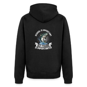 School is important, but fishing is more important - Unisex Premium Organic Zip Hoodie - black - Back - Nico (187cm)