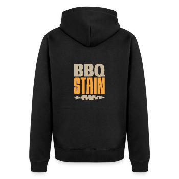 BBQ FLECKEN - Unisex Premium Bio Zip Hoodie - Schwarz - Hinten - Nico (187cm)