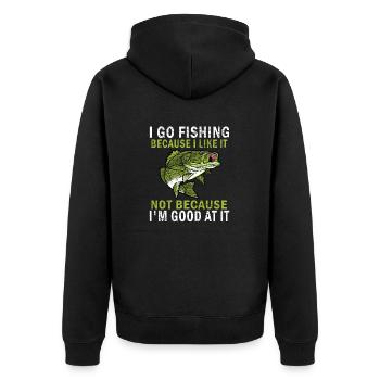 Drôle de tee de pêche Je vais pêcher parce que je l’aime - Veste à capuche bio Premium Unisexe - noir - Dos - Nico (187cm)