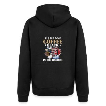 I Like My Coffee Black History Teacher Education - Unisex Premium Organic Zip Hoodie - black - Back - Nico (187cm)