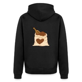 Coffee Gift Caffeine Coffee Bean Coffee Cup - Unisex Premium Organic Zip Hoodie - black - Back - Nico (187cm)