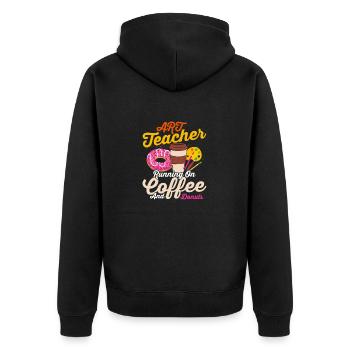 Un professeur d’art en cours d’exécution sur l’éducation au café et aux beignets - Veste à capuche bio Premium Unisexe - noir - Dos - Nico (187cm)