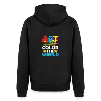 Art Teachers Color The World Education Artist - Unisex Premium Bio Zip Hoodie - Schwarz - Hinten - Nico (187cm)