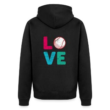Love Baseball lustiges funny Design Tshirt - Unisex Premium Bio Zip Hoodie - Schwarz - Hinten - Nico (187cm)