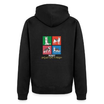 Nicht nur ein Haustier Ein Lebensstil Husky Sibirische Huskies - Unisex Premium Bio Zip Hoodie - Schwarz - Hinten - Nico (187cm)