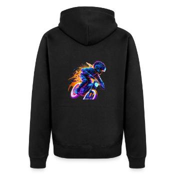 Jeune moto BMX afro-allemand afro-américain bi - Veste à capuche bio Premium Unisexe - noir - Dos - Nico (187cm)