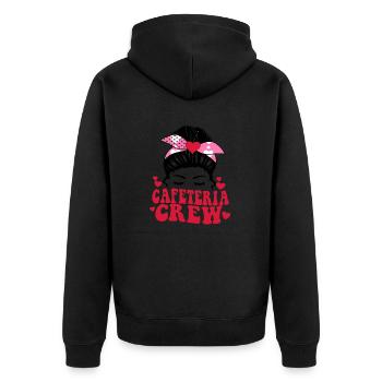 Cafeteria Crew Groovy Messy Bun Lunch Lady - Unisex Premium Organic Zip Hoodie - black - Back - Nico (187cm)