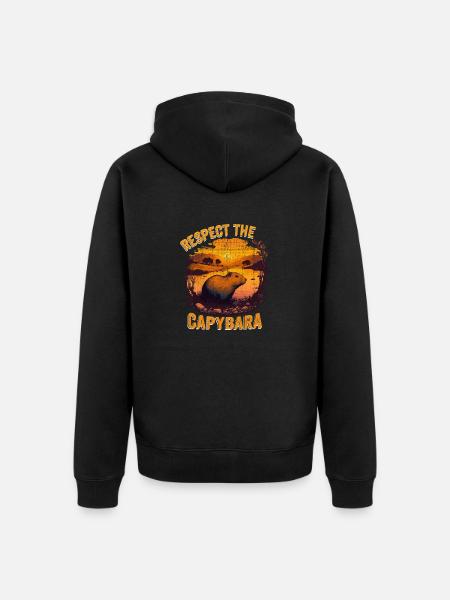 Kunnioita Capybara-eläintä Hauska Capybara-rakastaja - Premium økologisk unisex-hættejakke - sort