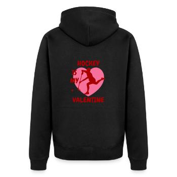 Joueur de hockey sur gazon Floorball de la Saint-Valentin - Veste à capuche bio Premium Unisexe - noir - Dos - Nico (187cm)