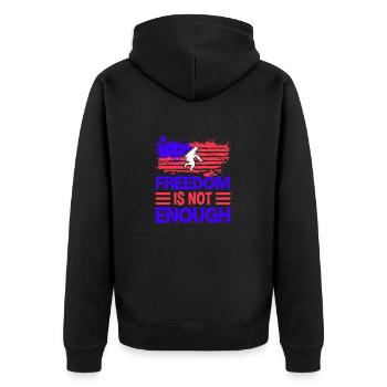 FREIHEIT IST NICHT GENUG - Unisex Premium Bio Zip Hoodie - Schwarz - Hinten - Nico (187cm)