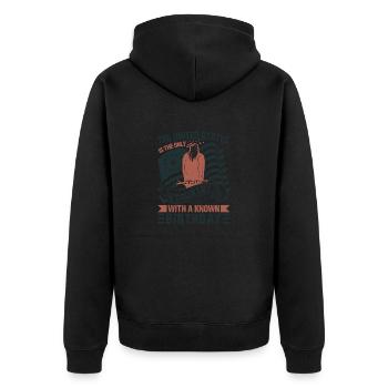 DIE VEREINIGTEN STAATEN SIND DAS EINZIGE LAND MIT EINEM BEKANNTEN - Unisex Premium Bio Zip Hoodie - Schwarz - Hinten - Nico (187cm)