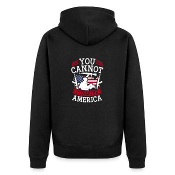 YOU CAN NOT CONQUER AMERICA - Unisex Premium Organic Zip Hoodie - black - Back - Nico (187cm)