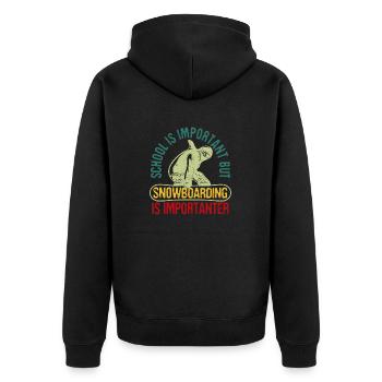Boarder school is important, but snowboarding - Unisex Premium Organic Zip Hoodie - black - Back - Nico (187cm)