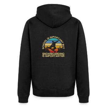Schule ist wichtig, aber Snowboard ist wichtiger - Unisex Premium Bio Zip Hoodie - Schwarz - Hinten - Nico (187cm)