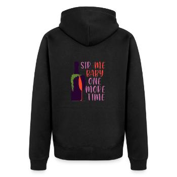 Sip Me Baby noch einmal lustige Weinliebhaber - Unisex Premium Bio Zip Hoodie - Schwarz - Hinten - Nico (187cm)