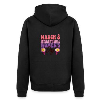 March is International Womens Day Month Celebratio - Unisex Premium Organic Zip Hoodie - black - Back - Nico (187cm)