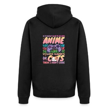 Spaß Anime Katzen Videospiele Gamer Gaming Katze Anime - Unisex Premium Bio Zip Hoodie - Schwarz - Hinten - Nico (187cm)