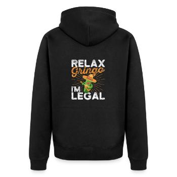 Relax Gringo I'm Legal Funny Pride - Unisex Premium Organic Zip Hoodie - black - Back - Nico (187cm)