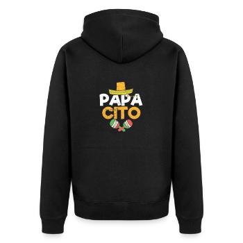 Papacito Familie Cinco De Mayo Passendes Paar - Unisex Premium Bio Zip Hoodie - Schwarz - Hinten - Nico (187cm)