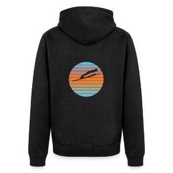 Skispringer Wintersport Skisprung Ski Skifliegen - Unisex Premium Bio Zip Hoodie - Schwarz - Hinten - Nico (187cm)