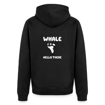 Whale Hello There - Unisex Premium Organic Zip Hoodie - black - Back - Nico (187cm)