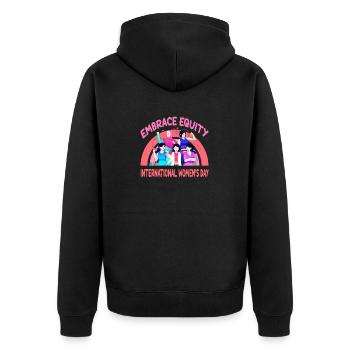 International Women's Day Embrace Equity - Unisex Premium Organic Zip Hoodie - black - Back - Nico (187cm)