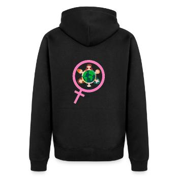 International Women's Day Embrace Equity - Unisex Premium Organic Zip Hoodie - black - Back - Nico (187cm)