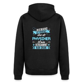 Niemand ist perfekt als Physiker nah dran funny - Unisex Premium Bio Zip Hoodie - Schwarz - Hinten - Nico (187cm)