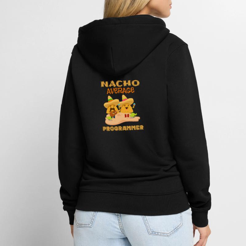 Nacho Durchschnittliche Codierung Lustiger Programmierer Humor Witz Spruch Unisex Premium Bio Zip Hoodie