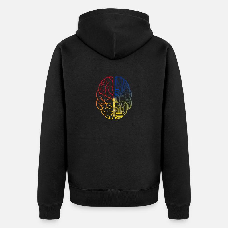 Programmeur Codeur - Développeur Programmation Cerveau - Veste à capuche bio Premium Unisexe - noir