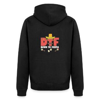 DTF Down To Fiesta Funny Mexican Sombrero Cinco - Unisex Premium Bio Zip Hoodie - Schwarz - Hinten - Nico (187cm)
